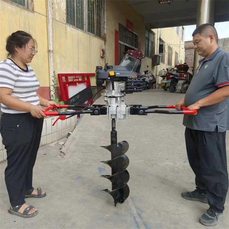 带倒挡钻电杆坑打光伏桩孔硬质地围栏立柱挖坑小型手扶打桩钻地机