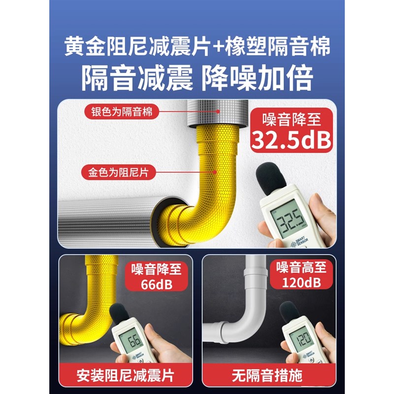 下水管隔音棉包卫生间排水管阻尼片110管道材料自粘止振板除噪音1
