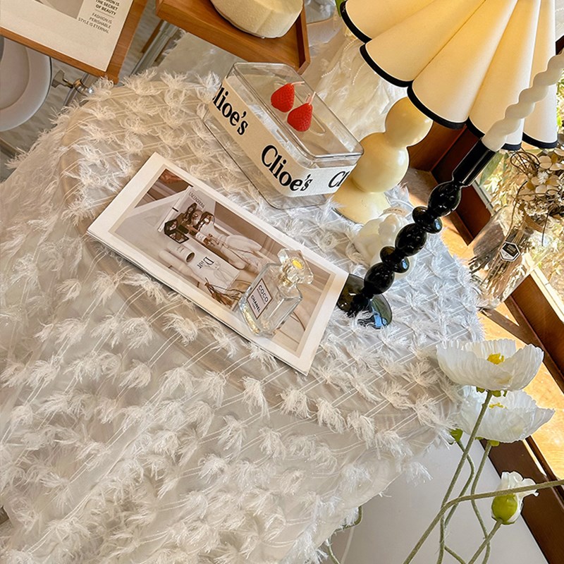 法式浪漫立体浮雕流苏桌布蕾丝台布盖布沙发巾圆桌高级感ins氛围