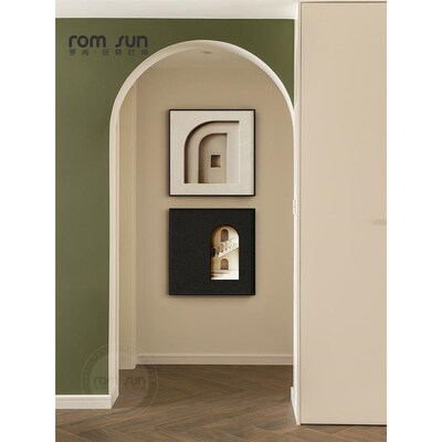 极简餐厅装饰画现代高级感玄关过道壁画立体空间感客厅背景墙挂画