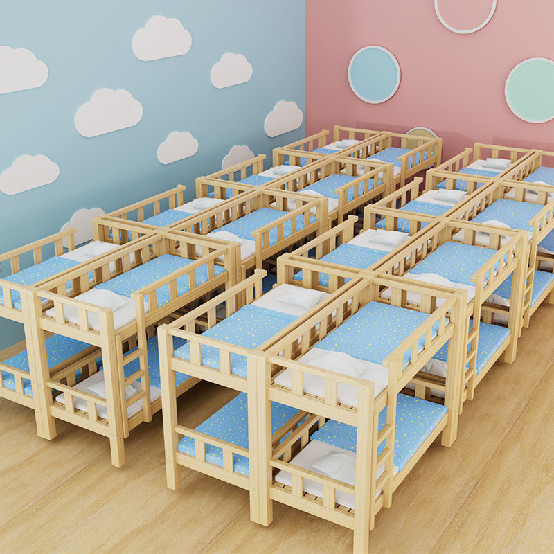 幼儿园儿童上下床托管班小学生午睡午休床实木双层高低床午托床