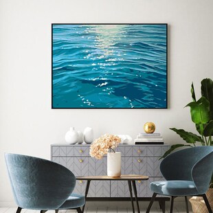 水波光粼粼DIY数字油彩画大海洋现代装饰画客厅餐厅卧室床头挂画