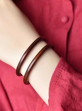 天然鸡血藤手镯蛇年礼物西藏原藤手环手串首饰鸡藤木细镯子男女