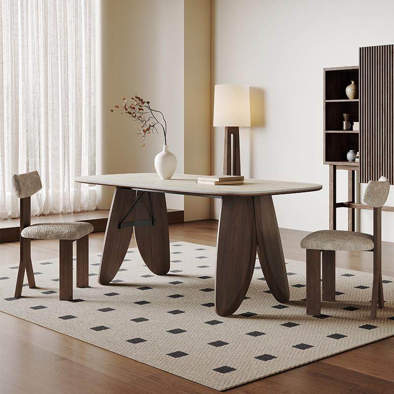 侘寂风实木餐桌现代简约长方形高端意式北欧白蜡木洞石岩板餐桌椅,住宅家具,岩板餐桌,淘宝优惠券,粉丝福利购,淘宝优惠卷