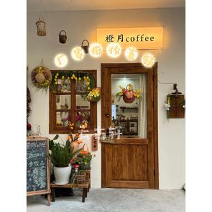 实木门窗定制中式上下折叠左右推拉玻璃窗双开门奶茶咖啡甜品店铺
