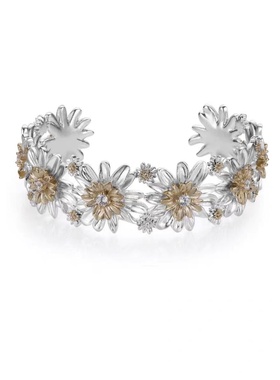 双色雏菊手镯开口式花朵造型时尚百搭高级感精致优雅气质手饰品