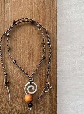 原创设计手工编织小众项链自然系时尚气质精致百搭复古文艺女款