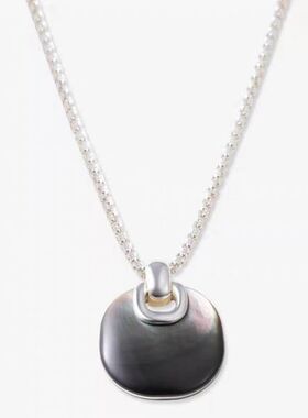 双面黑蝶贝项链女长款黑色设计感长款吊坠复古气质简约优雅锁骨链