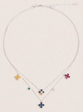 原创设计小众高级感满五色叠戴项链气质唯美优雅知性温婉百搭颈饰