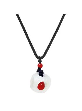 双轨同款缠枝纹玲珑骰子项链椭圆吊坠项链女简约气质皮绳毛衣链