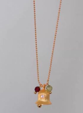 金色铃铛圣诞项链女小众高级感气质小巧精致锁骨链原创吊坠ins风