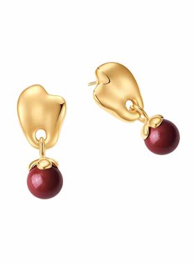 马上如意耳钉时尚气质百搭小众精致耳环红色金色耳饰轻奢高级感