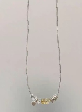 简约水晶项链女银色多层链子气质小众设计感轻奢气质时尚简约颈饰