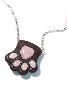 小众设计感木质猫掌项链高级甜酷风个性少女心气质好运招财项链