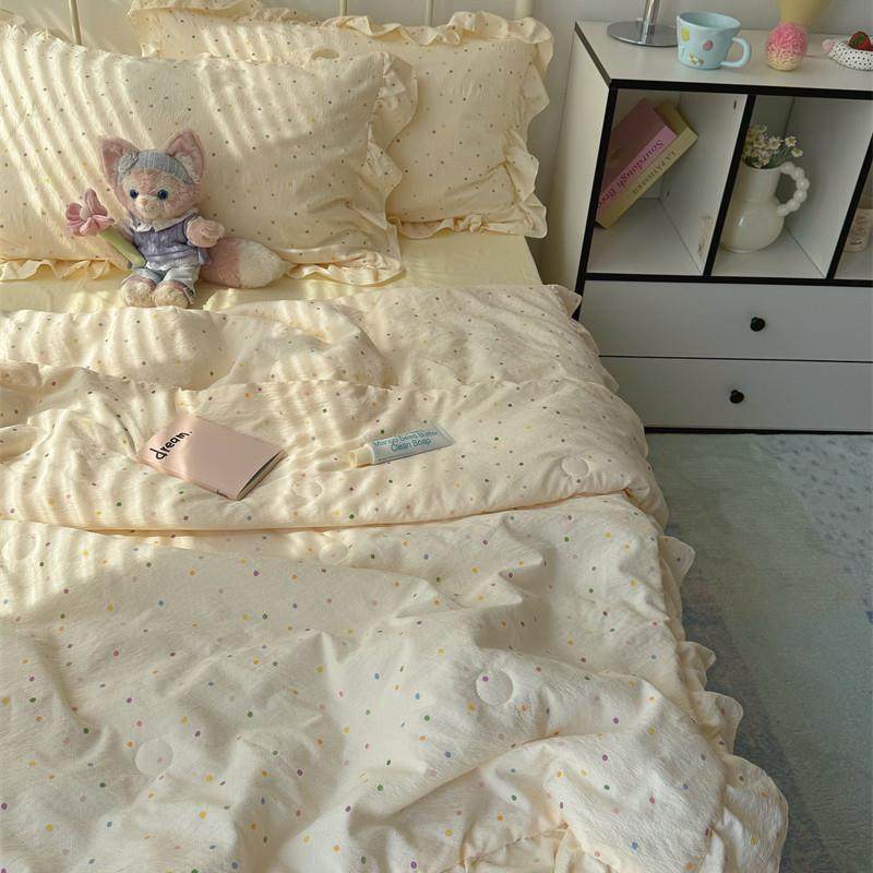 梨梦 彩色波点 少女心夏被四件套可爱夏凉被薄被子单双人空调被芯,床上用品,化纤被,淘宝优惠券,粉丝福利购,淘宝优惠卷