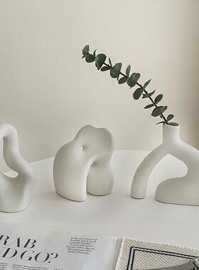 ins抽象艺术陶瓷花瓶摆件客厅干花插花民宿高级感桌面家居装饰品