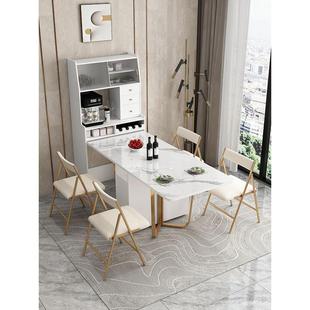 可折叠板岩餐桌和餐具柜集成伸缩多功能家庭小公寓嵌入式酒柜靠墙