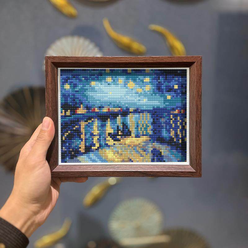 带框钻石画2025新款梵高丝柏树名画新手DIY钻石贴满钻十字绣摆台