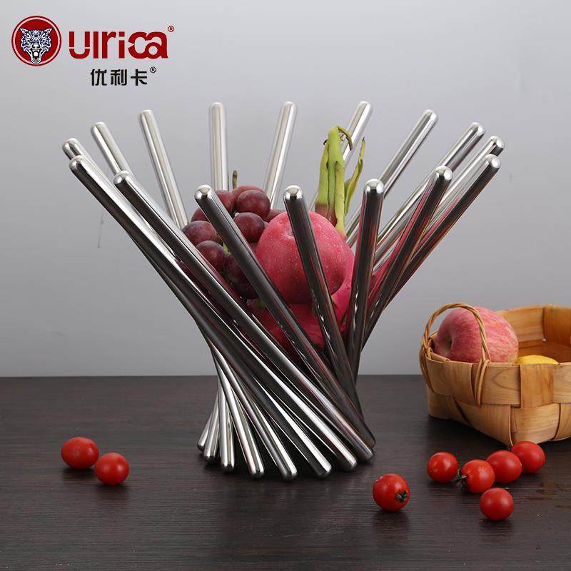 不锈钢达芬奇果蓝创意时尚果盘旋转果盘欧式客厅果篮托盘