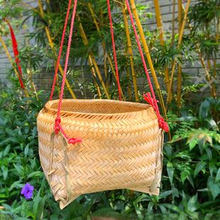 竹编竹担箩筐结婚喜事米箩家用老式收纳筐竹筐精编竹制品