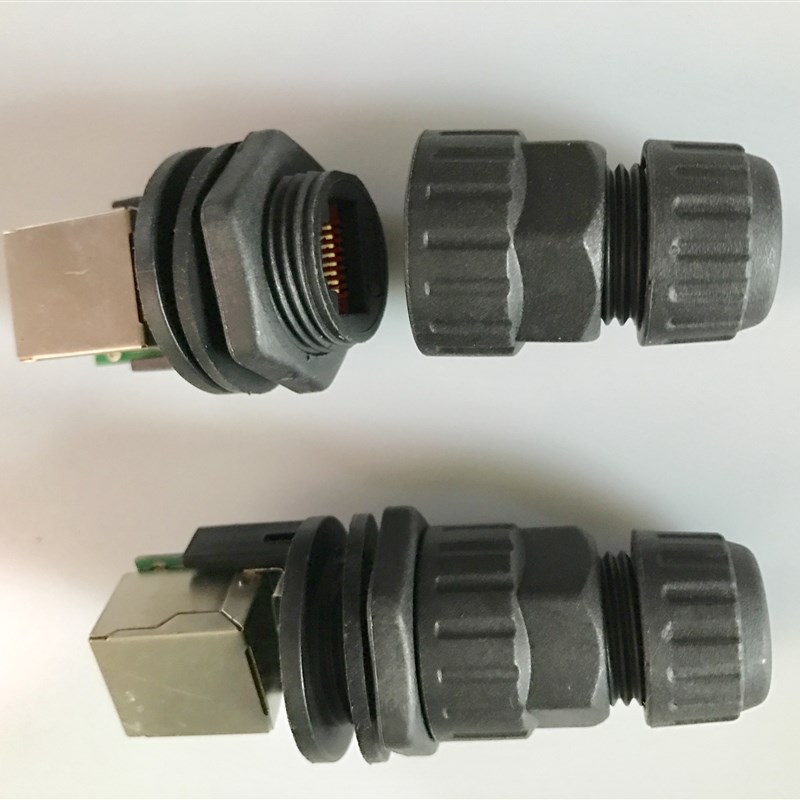 RG45-M19前装面板螺纹固定安装式母端输出RJ45网络网线防水接头