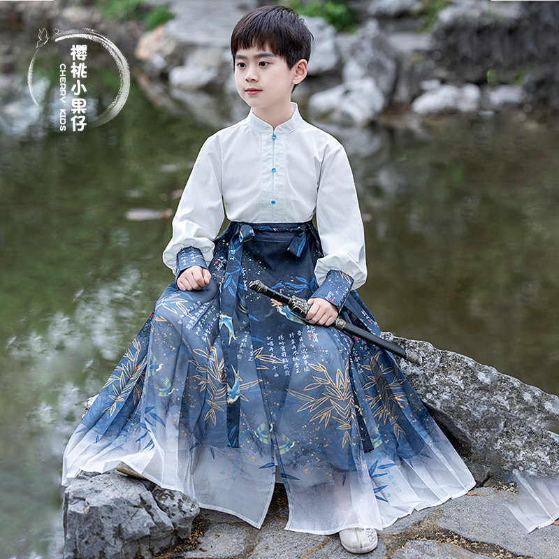 男童汉服中国风2024新款夏季薄款帅气侠客儿童演出唐装国学服套装