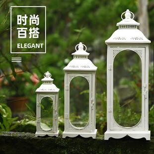 烛台摆件防风灯蜡烛酥油笼欧式煤油灯罩铁艺玻璃供奉婚庆路引装饰