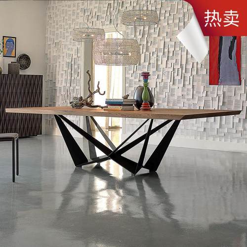 北欧简约实木会议桌创意个性办公桌长方形现代工作台长桌家用书桌