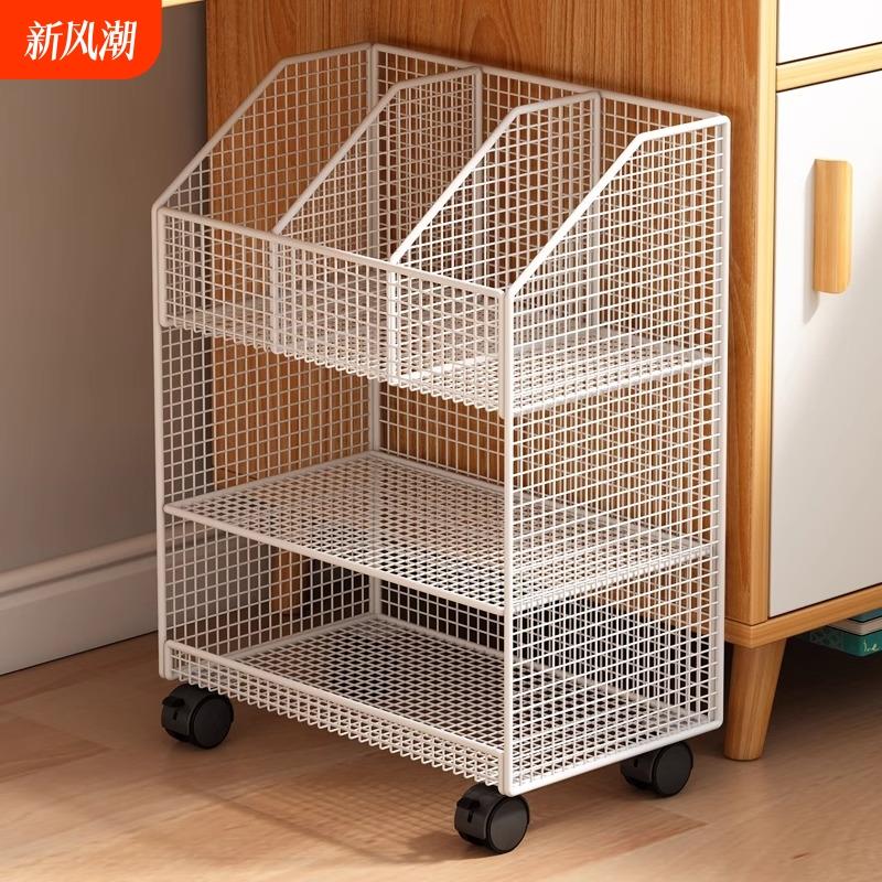 书架可移动落地置物架桌下教室简易学生课桌边带轮书本收纳多层