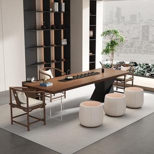 现代简约实木茶桌椅组合办公室亚克力大板轻奢家用客厅泡茶台高级