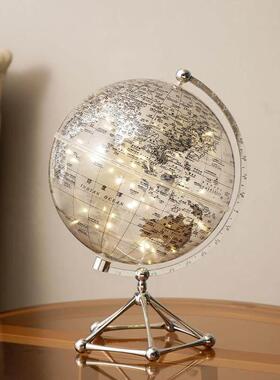 创意透明地球仪摆件轻奢发光家居客厅酒柜电视柜办公室桌面装饰品