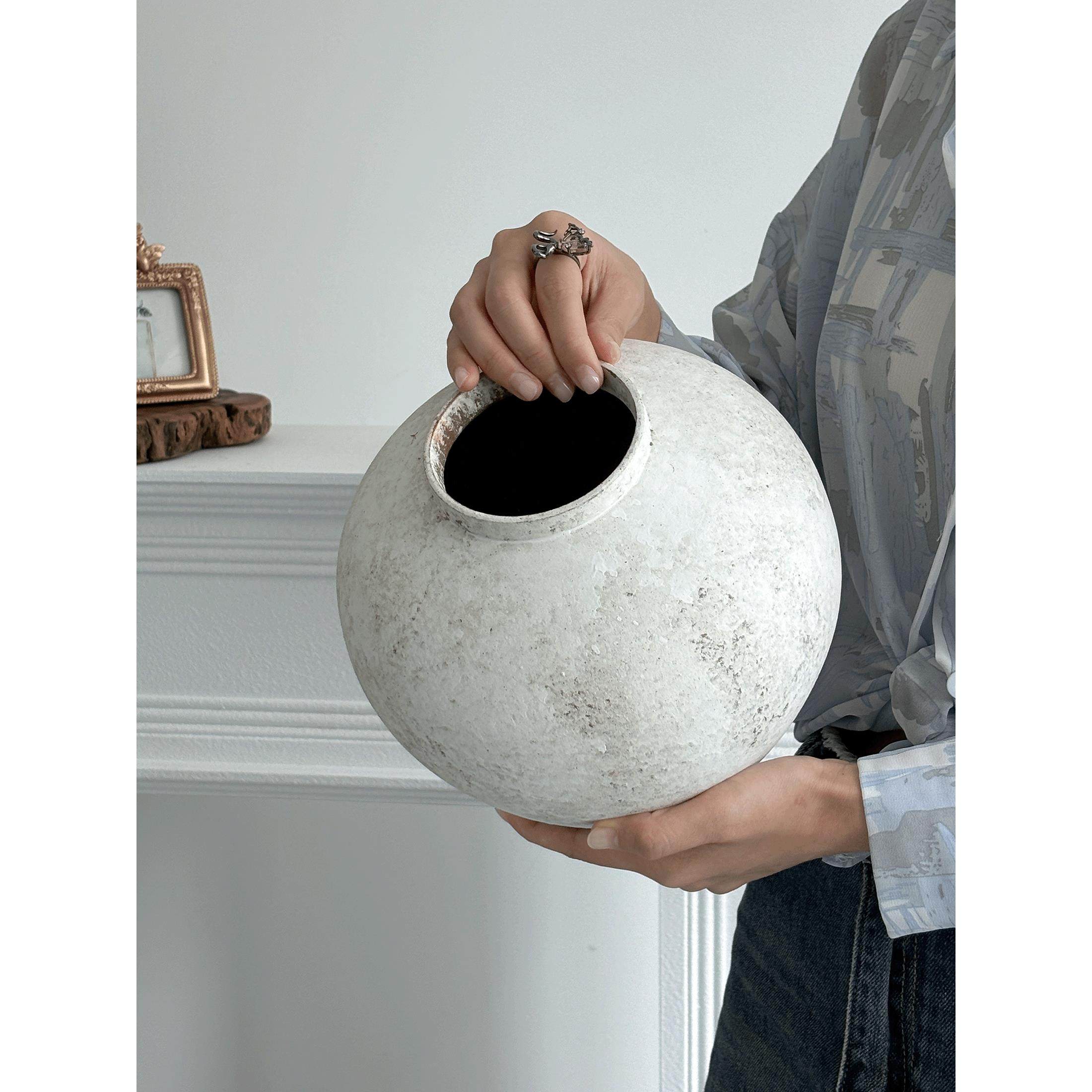 侘寂风粗陶大肚花器花瓶插花中式花瓶手工陶罐酒店民宿彷古土陶,家居饰品,花瓶,淘宝优惠券,粉丝福利购,淘宝优惠卷