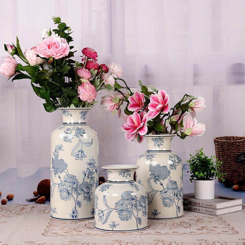 景德镇青花瓷插花花瓶家居客厅台面摆件餐桌茶室办公室陶瓷装饰品,家居饰品,花瓶,淘宝优惠券,粉丝福利购,淘宝优惠卷