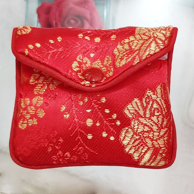 红色珠宝首饰锦囊小布袋定做刺绣花绸布锦袋拉链收纳包袋初十发货