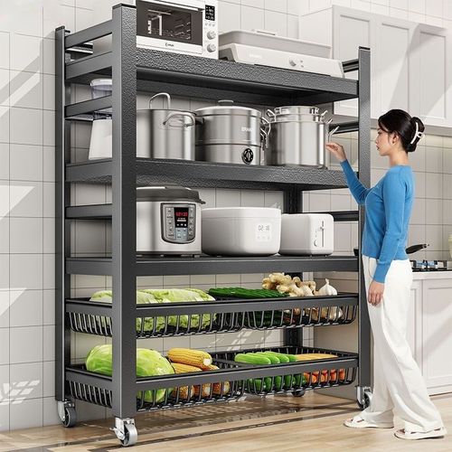移动厨房置物架落地多层收纳架菜篮多功能果蔬锅具杂物架储物架子
