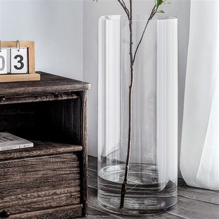 落地花瓶玻璃透明特大号高款高大超高高身高筒高405060cm大号超大