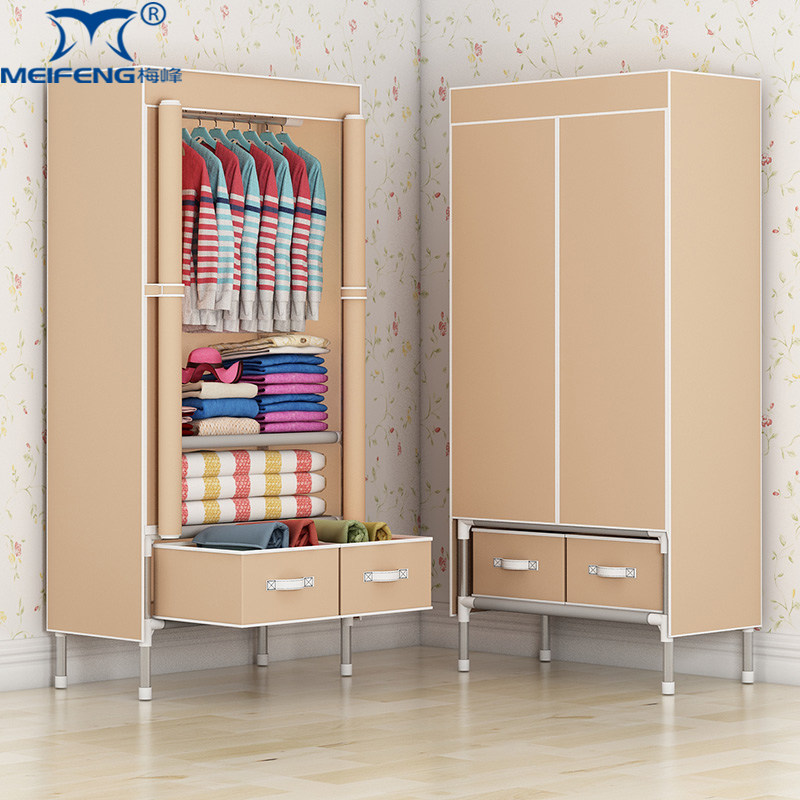 简易衣柜现代简约出租房用布衣柜钢管加粗加固家用收纳挂衣橱单人