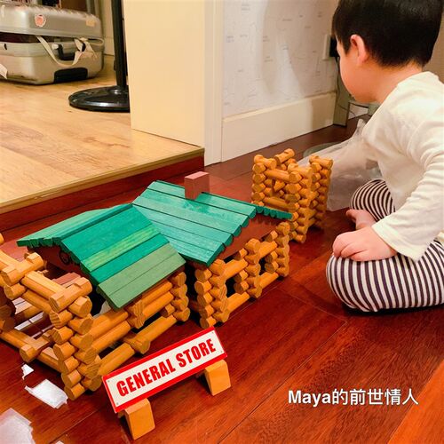 森林小木屋实木搭建玩具儿童过家家别墅林肯积木建筑拼装玩具