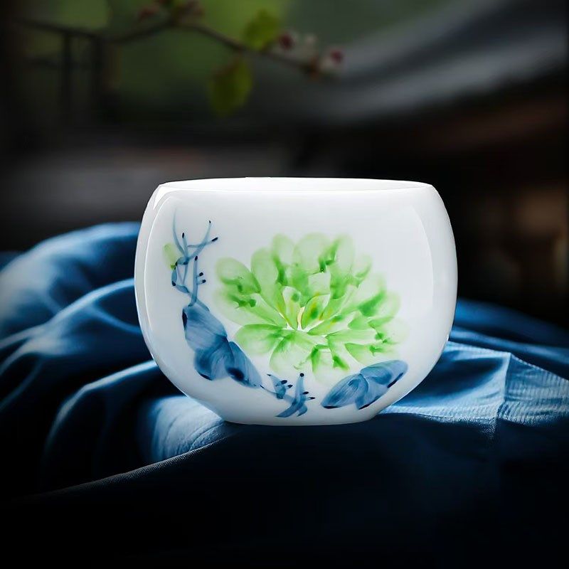 高档手绘牡丹冰种陶瓷主人杯功夫茶杯单杯品茗杯家用情侣杯送礼,餐饮具,茶杯,淘宝优惠券,粉丝福利购,淘宝优惠卷