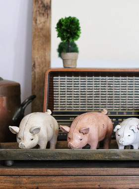 稻谷藏库 铸铁彩绘小猪猪摆件 小猪存钱罐 家居桌面装饰品