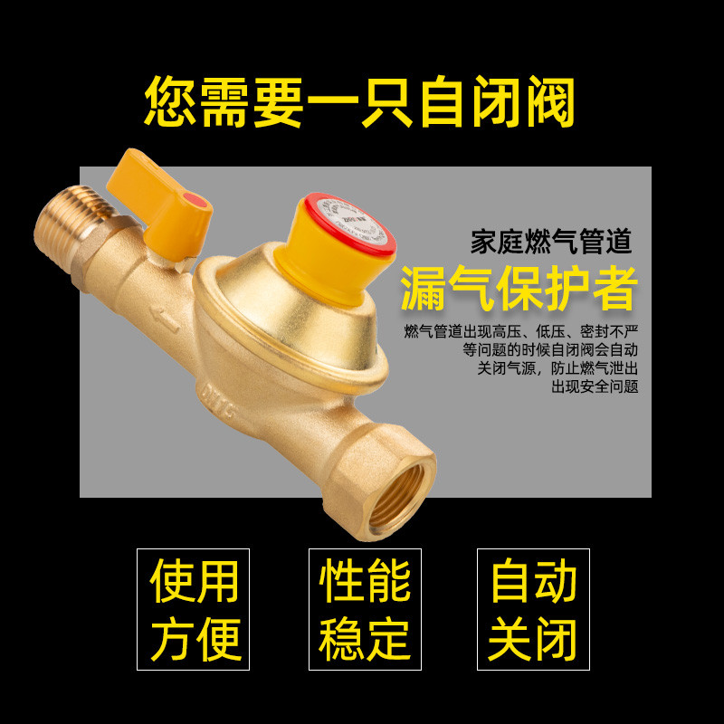 晋质全铜天燃气管道自闭漏气自动断气热水器安全防爆螺纹开关