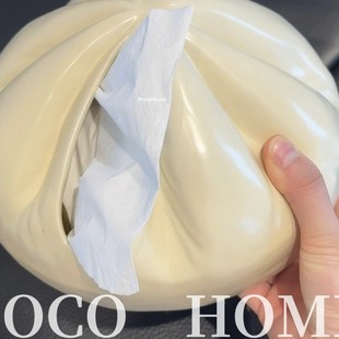 创意纸巾盒小笼包轻奢高级客厅家用创意可爱陶瓷餐纸盒桌面摆件