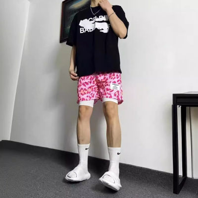 ee美式粉红色豹纹短裤篮球裤