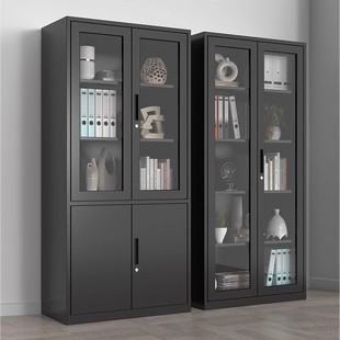 黑色高端文件柜办公室财务凭证柜员工多门更衣柜铁皮柜带锁储物柜