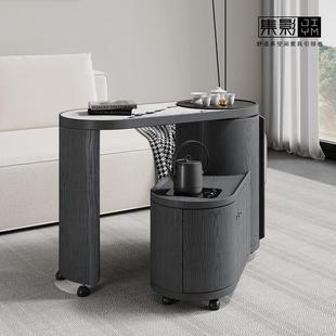 集影茶台可伸缩移动旋转大理石实木茶桌茶车烧水壶一体全自动上水