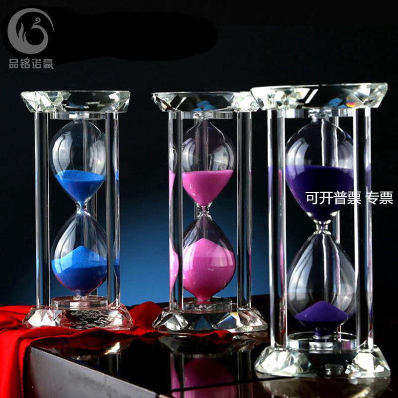 水晶沙漏15 30 45 60分钟计时器生日礼物创意办公室水晶摆件