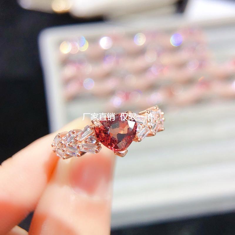天然缅甸尖晶石戒指 裸石尺寸7*8mm，925纯银电镀镶嵌母亲节