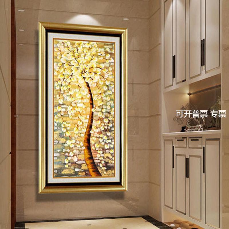 有框装饰画竖版油画浮雕树脂画立体装饰画 壁画 玄关挂画发财树图片