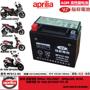 阿普利亚SRMAX250 300 SR300/250 SR150摩托车电瓶12V10AH蓄电池