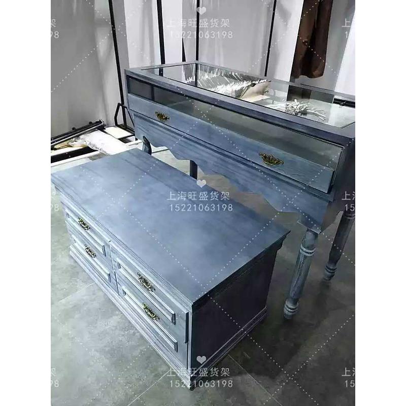 中式高低饰品流水台落地式桌服装店展示台橱窗储物柜内衣店中岛柜